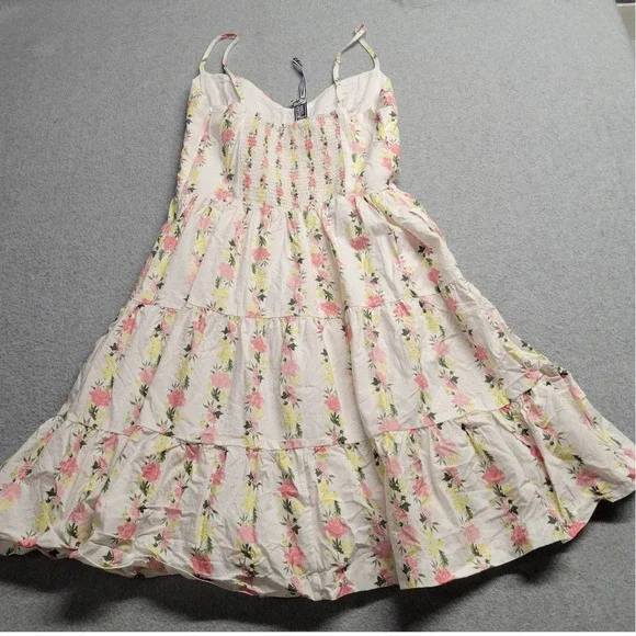 Vineyard Vines Kentucky Derby Floral Tiered Midi Dress White Pink Yellow Size 6 - Picture 11 of 12